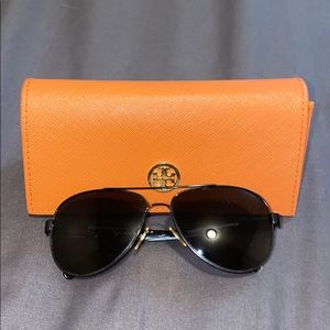 Tory Burch Black Aviator Sunglasses